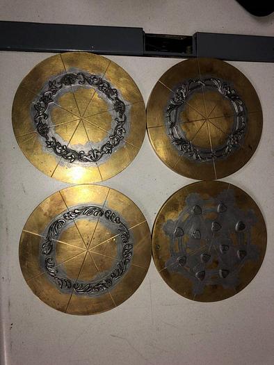 Used 3444-700 Assorted Group Lot of 50 Antique Mixed Master Brocading Templates – Steel, Bronze and Brass Material