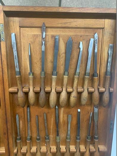 Used 5986-385 Antique Holtzapffel & Co Ornamental Lathe 54 Turning Tools Chisel Set, London