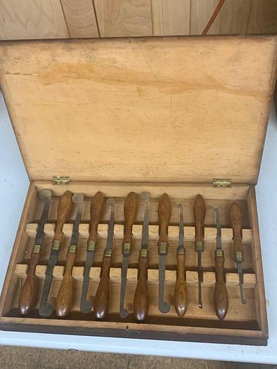Used 5981-385 Antique Holtzapffel & Co Ornamental Lathe Wood Shaping / Turning Tools, Set of 12, London Rare!