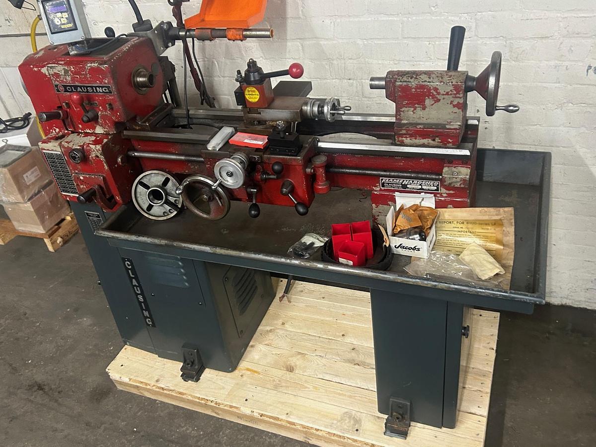 Used Clausing Model 4904 10" x 24" Precision Toolroom Lathe with Cabinet Stand