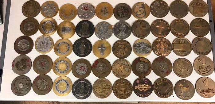 Used 3444-700 Assorted Group Lot of 50 Antique Mixed Master Brocading Templates – Steel, Bronze and Brass Material