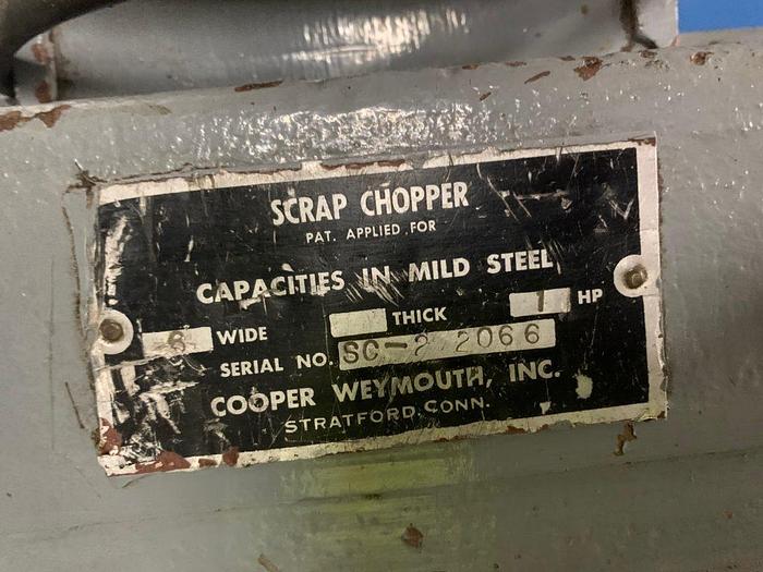 Used 3547-570 Cooper-Weymouth 6″ Motorized Scrap Chopper Type SC 6″x1/16″ Capacity