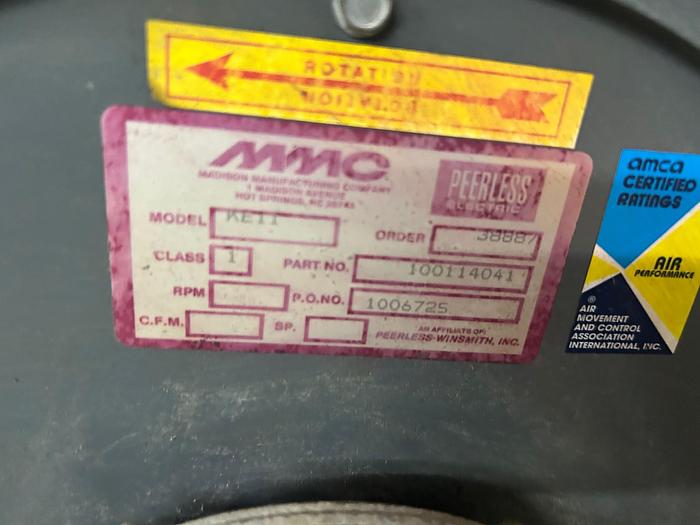 Used Pressure Blast Mfg Co. Model AA-33 Abrasive Blast Cabinet System with Blower