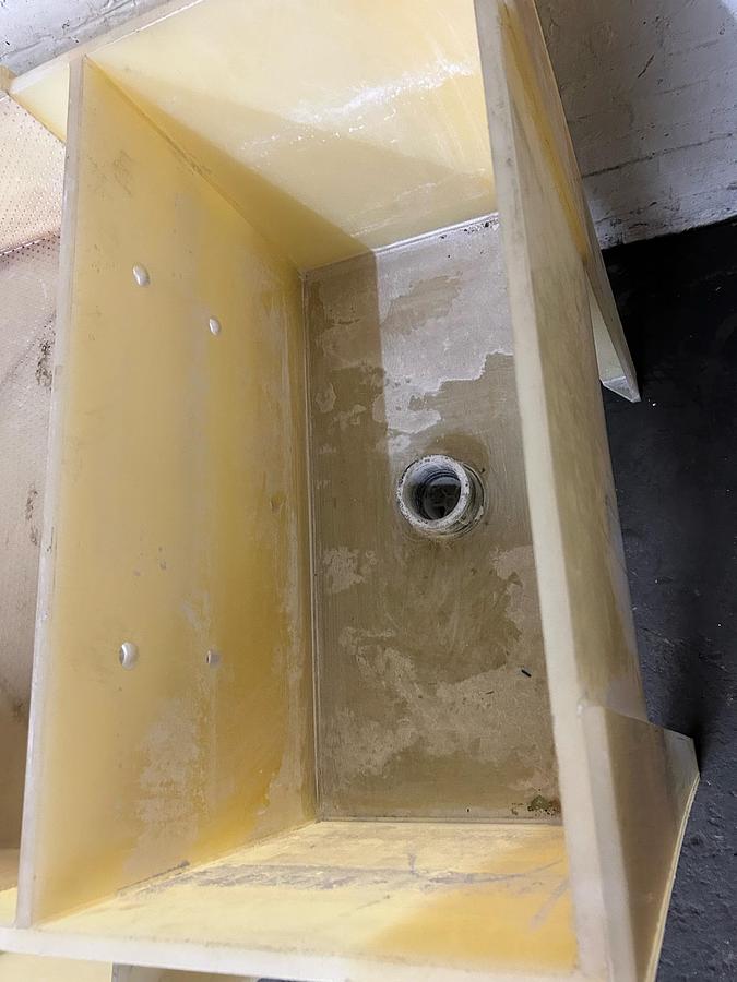 Used Polypropylene Custom Chemical Tank / Treatment Station on Legs with Drain and Catch Tank