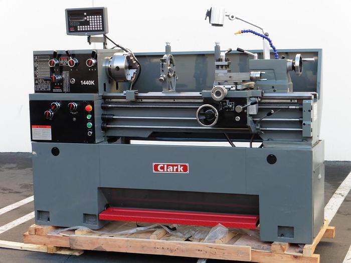 Used Clark 14″ x 40″ Geared Head Toolroom Lathe – Inch/Metric – NEW! W/DRO, TOOLING