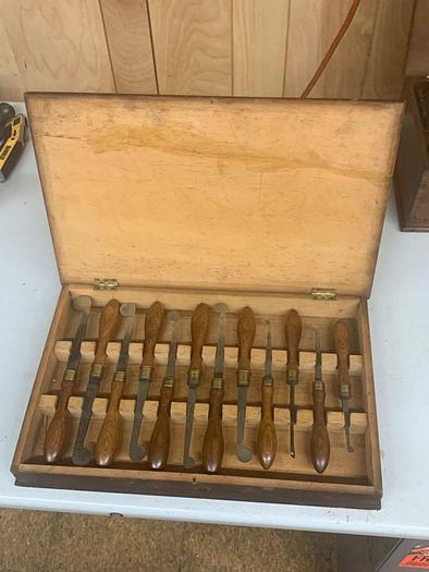 Used 5981-385 Antique Holtzapffel & Co Ornamental Lathe Wood Shaping / Turning Tools, Set of 12, London Rare!