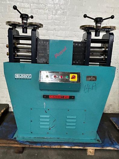 Used Cavallin Type 6″ x 4″ Double Sided Power Rolling Mill with Side Rollers for Gold, Silver, Plate