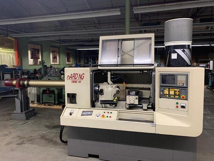Used Hardinge CHNC-III CNC LATHE, Fanuc 18T, Hardinge Bar Feed