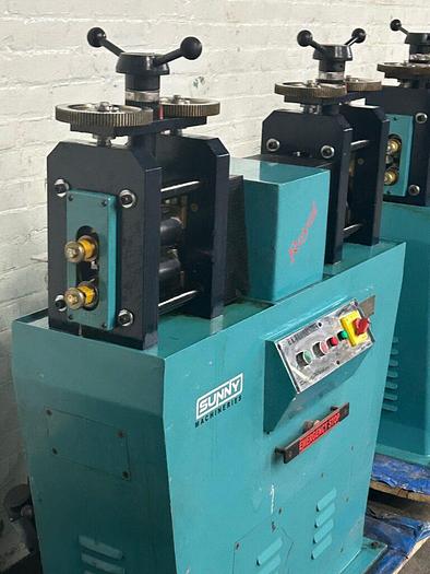 Used Cavallin Type 6″ x 4″ Double Sided Power Rolling Mill with Side Rollers for Gold, Silver, Plate