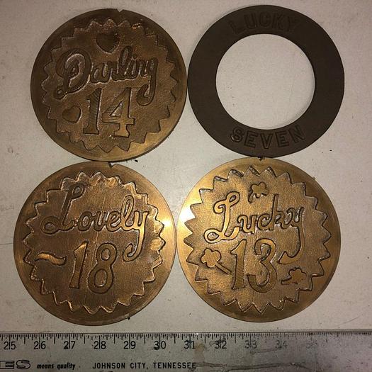 Used 3507-700 Assorted Group Lot of 50 Antique Mixed Master Brocading Templates – Bronze and Brass Material