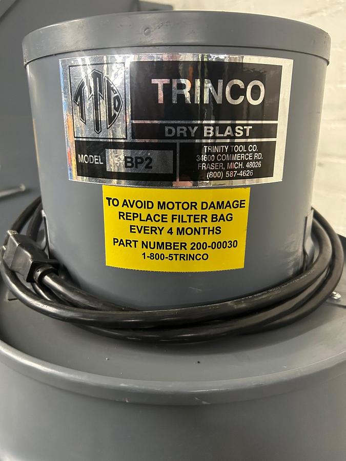 Used Trinco Master Model 36 Cabinet Sandblaster with BP2 Dust Collector