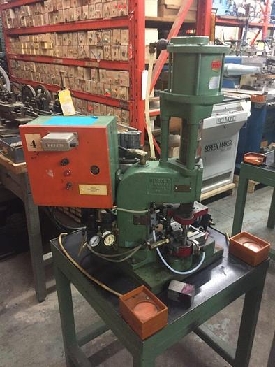 Used 2845-220 Hugold Pneumatic 3 TON Press on Stand w/PLC Dual & Palm Controls