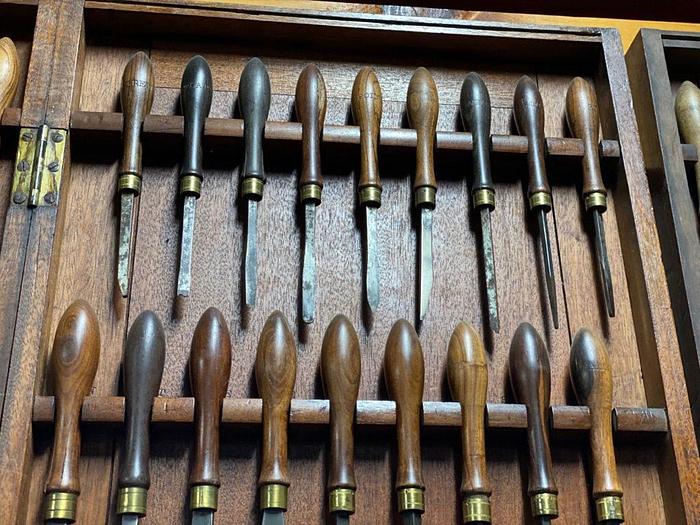 Used 7447-385 Antique Holtzapffel Ornamental Lathe Turning Tools Chisel Set, London -54 Each