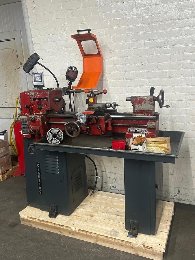 Used Clausing Model 4904 10" x 24" Precision Toolroom Lathe with Cabinet Stand