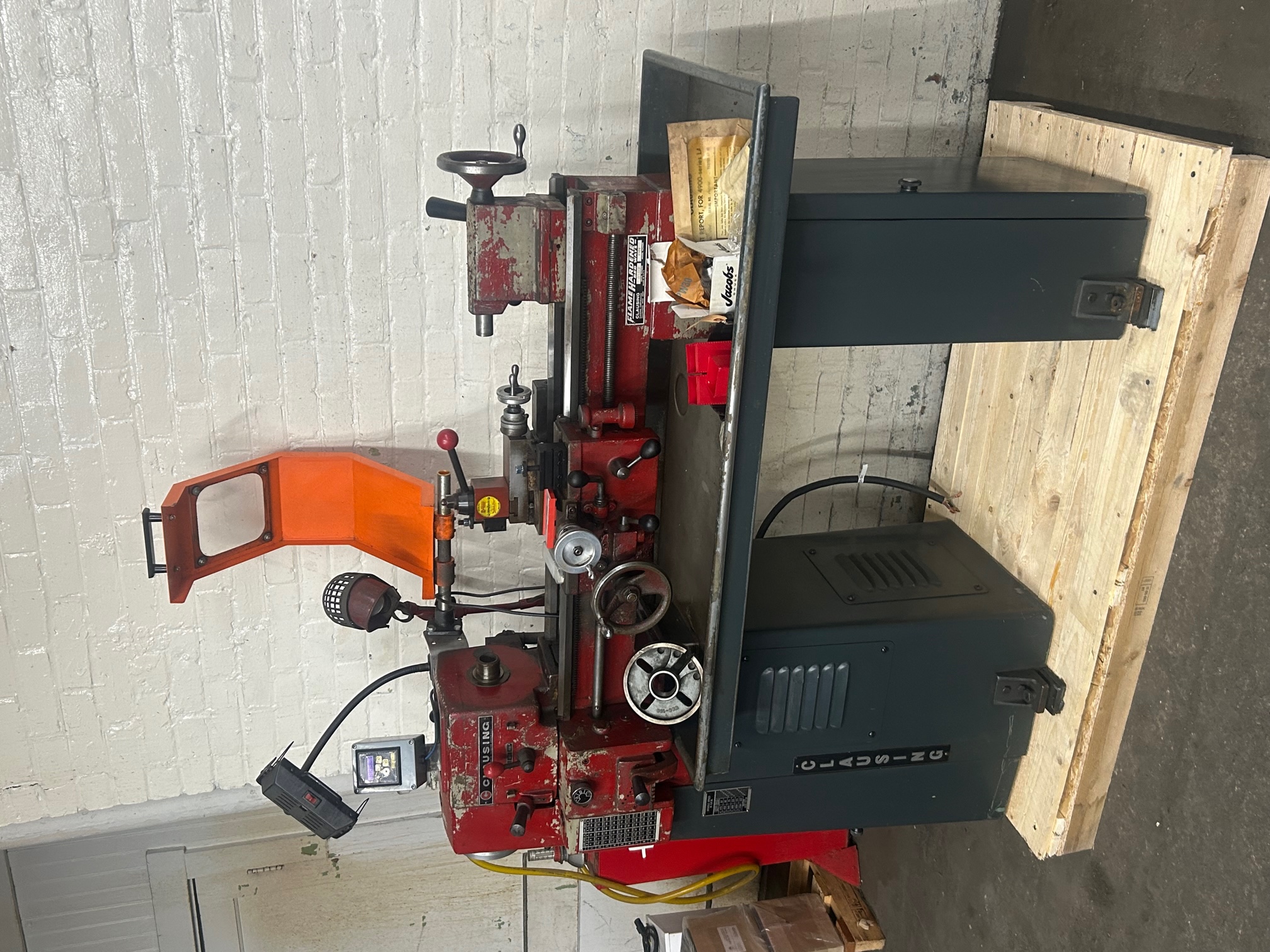 Used Clausing Model 4904 10" x 24" Precision Toolroom Lathe with Cabinet Stand