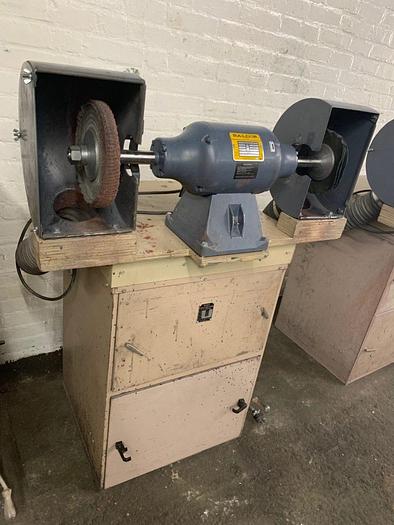 Used 3600-550 Baldor 1 HP, Double End Buffing Unit with Handler Dust Collector Base