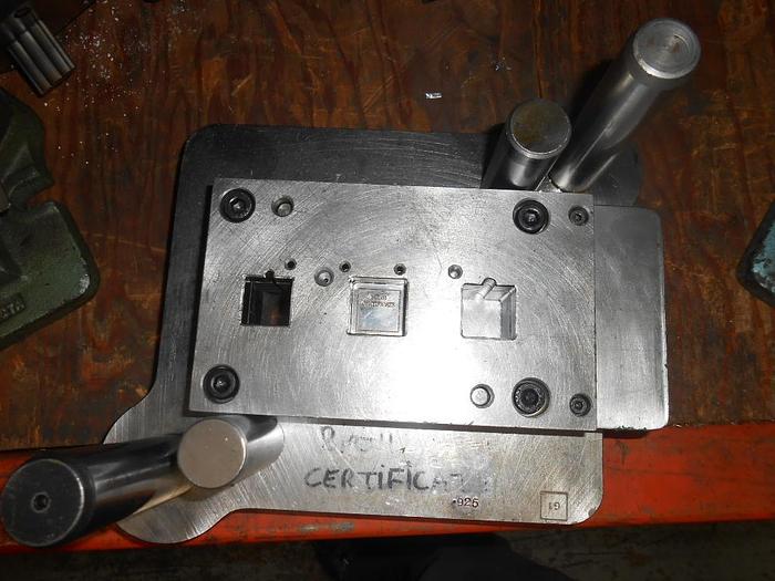 Used 7399-390 Die Set Makes a SquarePendant with “Birth Certificate” Stamp