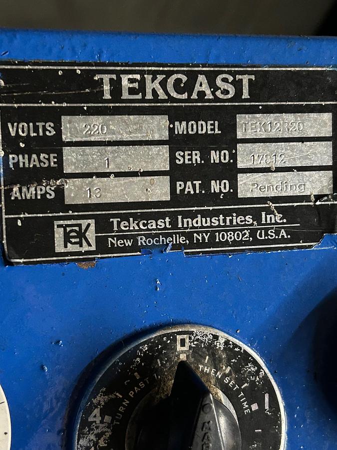 Used TEKCAST Precision 3-Post 14" platen Vulcanizing Press for White Metal Rubber Mold Spin Casting