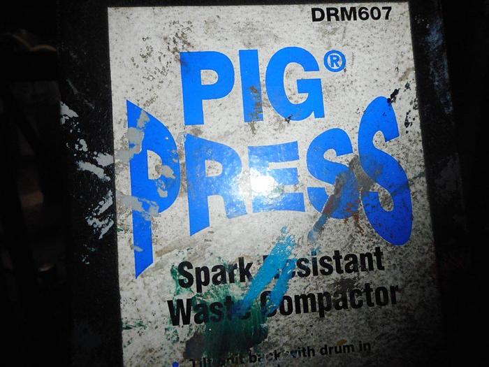 Used 2849-220 Pig Press DRM607 Spark Resistant Waste Compactor W /Structural C-Channel Frame & Aluminum Ram