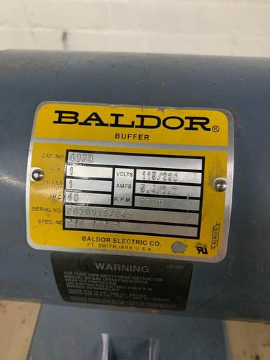 Used 3600-550 Baldor 1 HP, Double End Buffing Unit with Handler Dust Collector Base