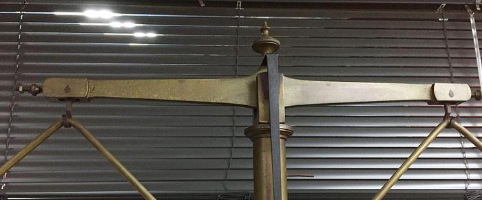 Used 2899-385 Antique H. Kohlbusch Balance Beam Scale with Set of Weights Circa 1890