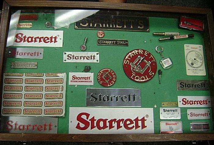 Used 5526-385 Antique Original Oak Starrett Tools Display Cabinet with Tool Collection