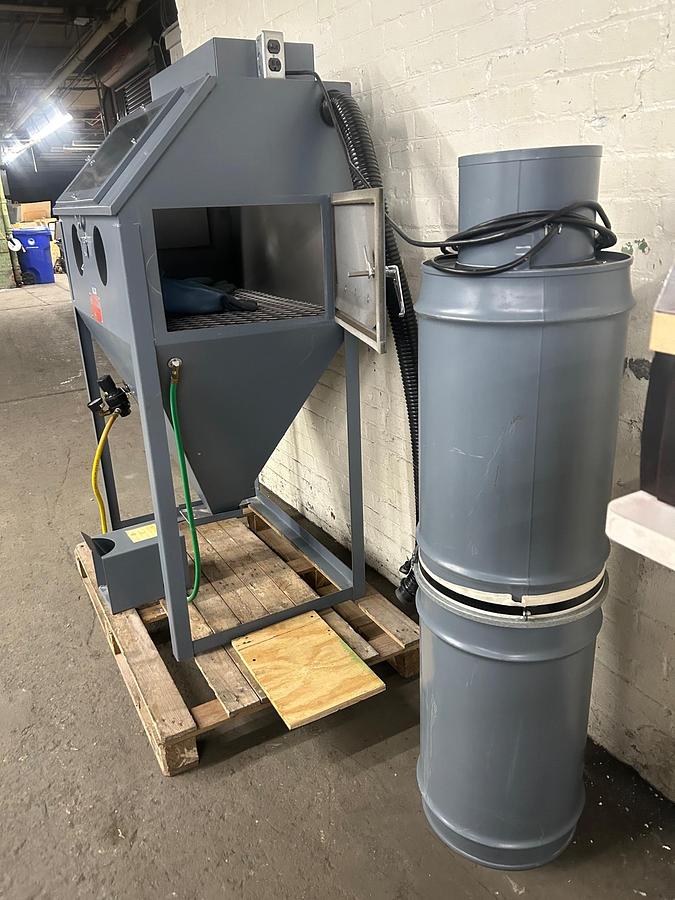 Used Trinco Master Model 36 Cabinet Sandblaster with BP2 Dust Collector