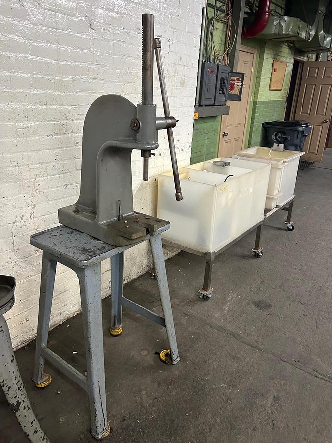 Used Greenerd #3 Hand Operated Arbor Press on H.D. Cast Iron Stand