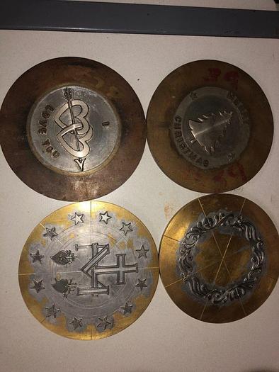 Used 3444-700 Assorted Group Lot of 50 Antique Mixed Master Brocading Templates – Steel, Bronze and Brass Material