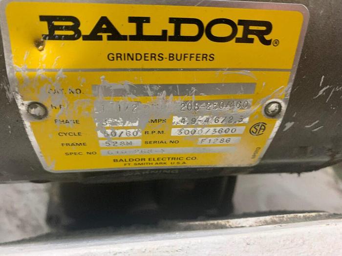Used 5910-340 Baldor Dual Spindle 1-1/2 HP Buffing Polishing Machine with Dust Collector System