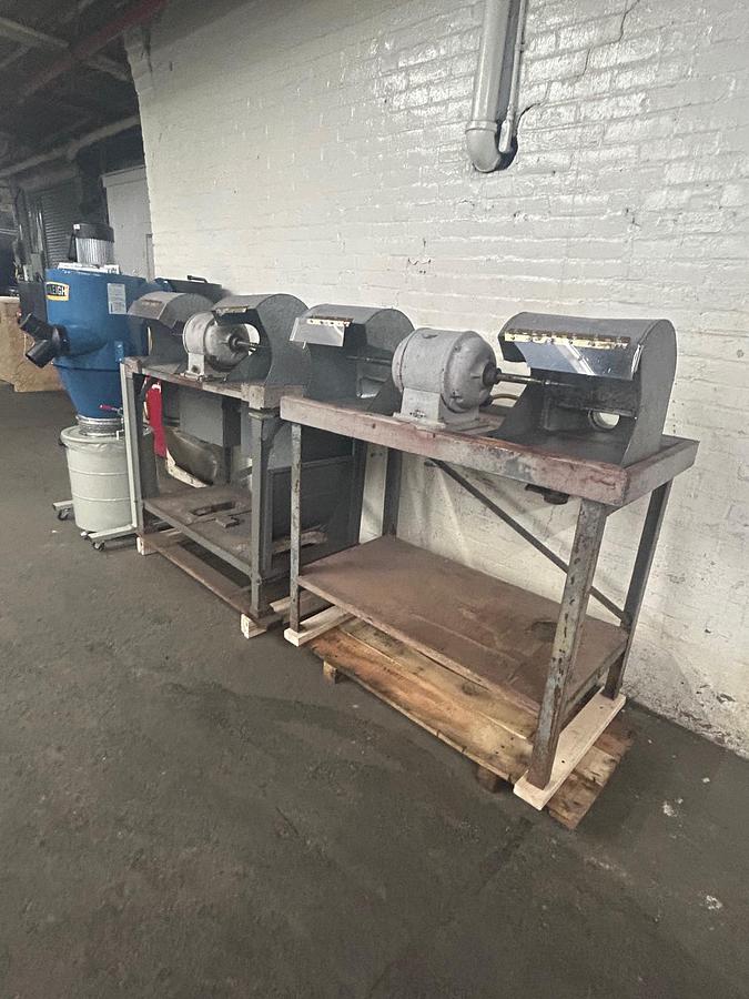 Used Dual Polishing Benches (4-Station System) with Baileigh DC-1450C 2HP Dust Collector