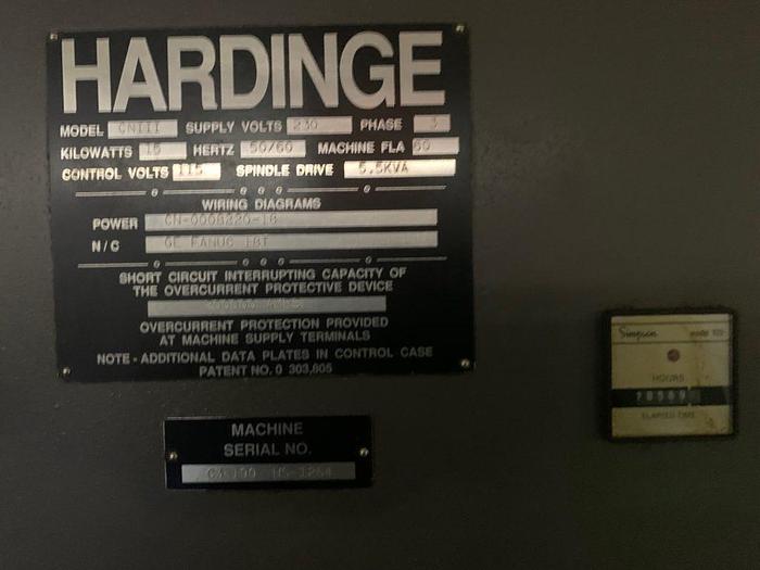 Used Hardinge CHNC-III CNC LATHE, Fanuc 18T, Hardinge Bar Feed