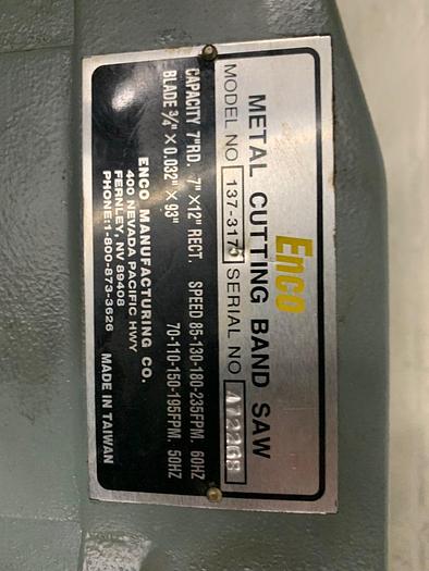 Used 5972-600 Enco 7″ x 12″ Manual Combo Horizontal & Vertical Bandsaw, Coolant System, New 2004