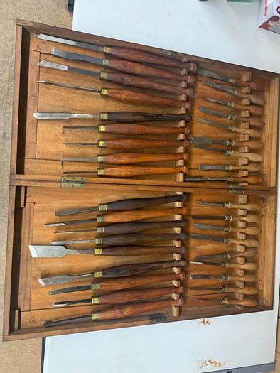 Used 5984-385 Antique Holtzapffel & Co Ornamental Lathe 36 Turning Tools Chisel Set, London
