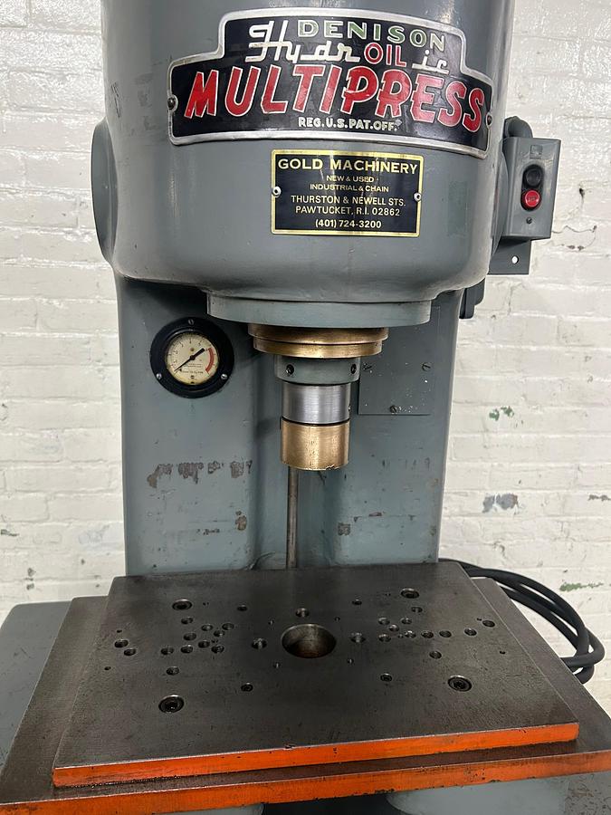Used Denison 4 Ton C Frame Multipress Hydraulic Press with Cabinet Base