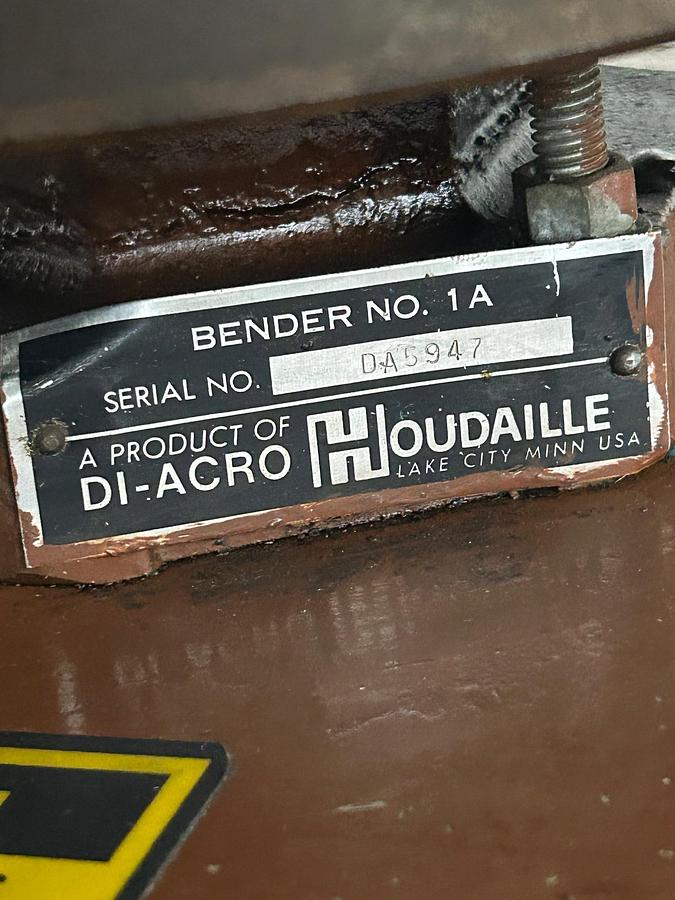 Used Diacro Hand Operated Floor Model Bender, Model 1A, with Tooling