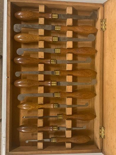 Used 5981-385 Antique Holtzapffel & Co Ornamental Lathe Wood Shaping / Turning Tools, Set of 12, London Rare!