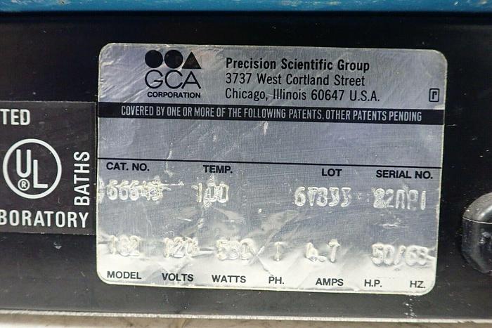 Used Precision Scientific Group GCA Corporation 66643 Model 182 Water Bath