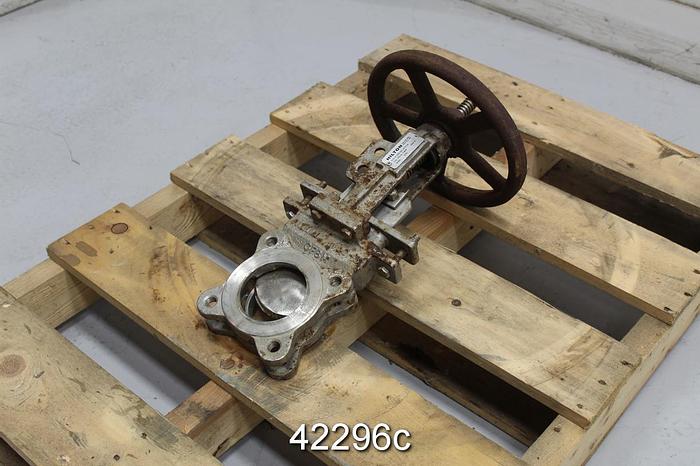 Used Hilton H-200-SC-ST316 3" Hand Operated Knife Gate Valve #42296