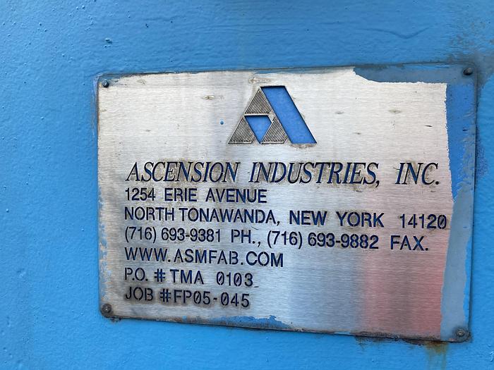 Used Used Ascension Industries Inc. Approximately 50.7 cu.ft. recessed membrane plate filter press