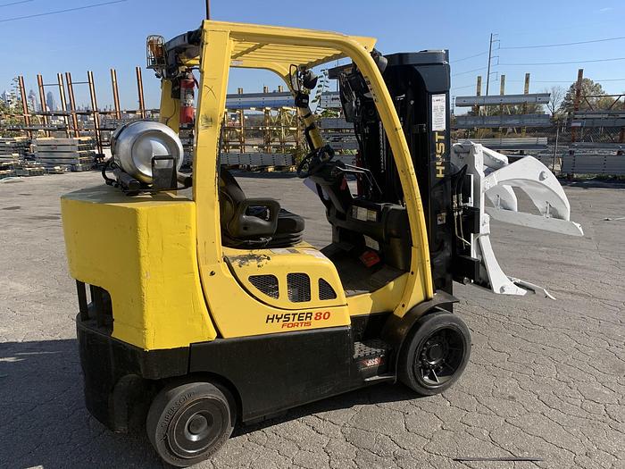 Used 8,000 POUND HYSTER MODEL S80FTBCS MFG. 2013 W/ CASCADE ROLL CLAMP