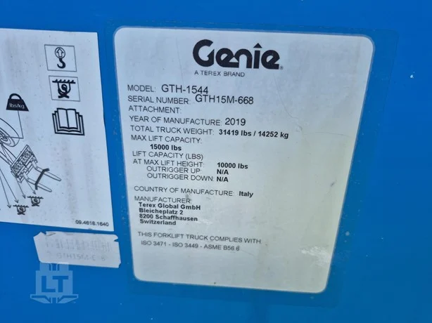 Used 2019 Genie GTH1544
