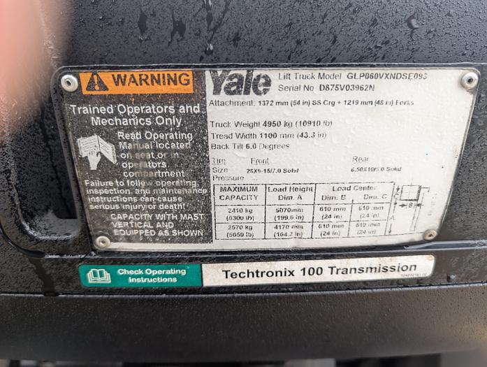 Refurbished Reconditioned! 2015 Yale 6,000 Lbs. LPG Forklift