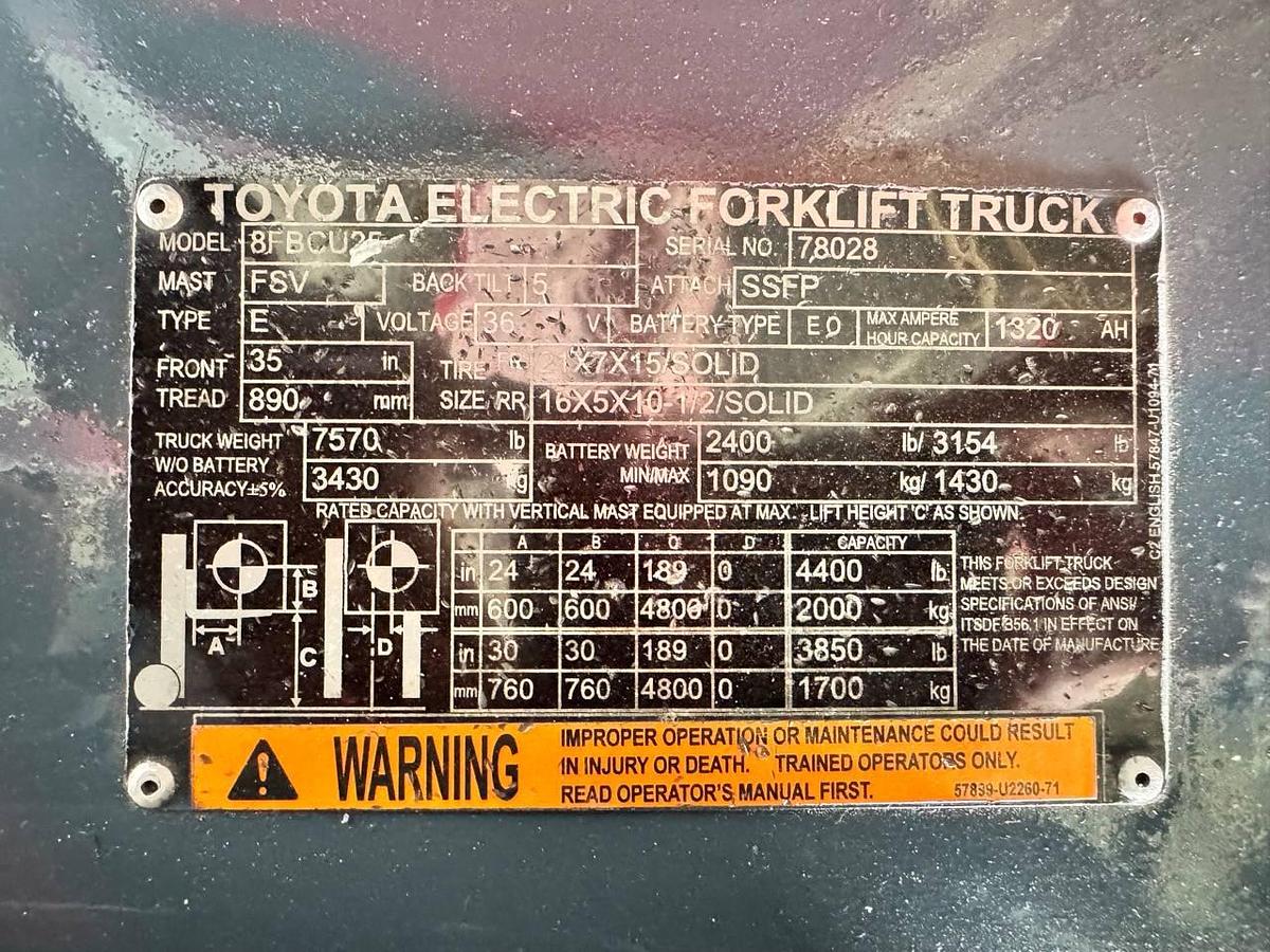 Refurbished RECONDITIONED: 2018 Toyota 8FBCU25 - 5,000 Lb. Electric Forklift!