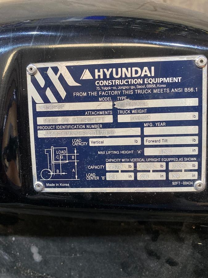 Used 143 HOURS! 2015 Hyundai 45D-9F - 10,000 LBS.