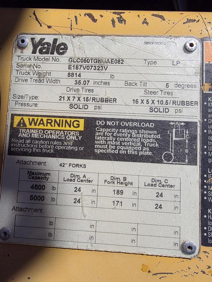 Used 2000 YALE GLC050TG