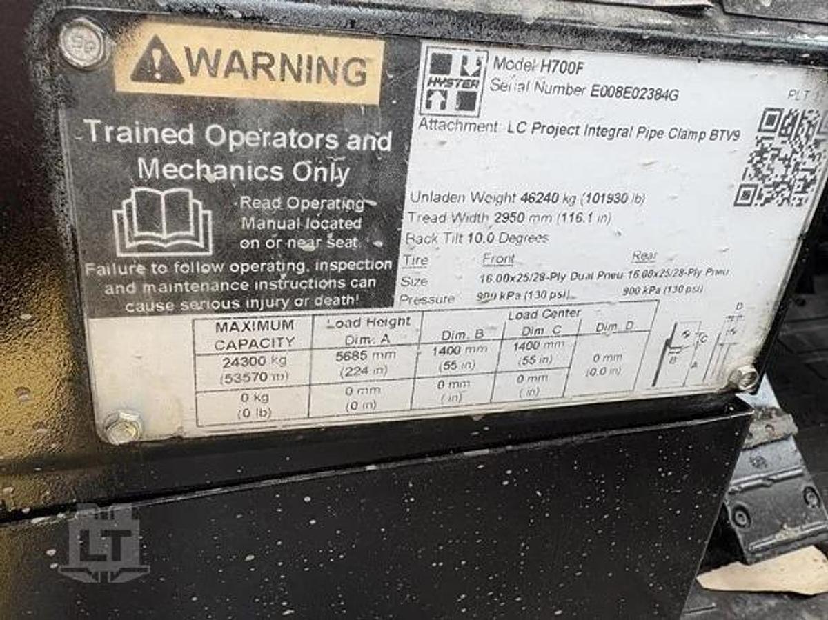 Refurbished 2009 HYSTER H700F - 70K Lbs. Capacity