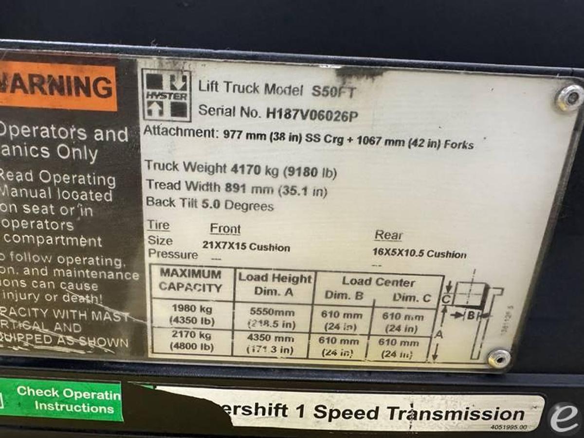 Used 2016 Hyster S50FT - Three Stage Mast