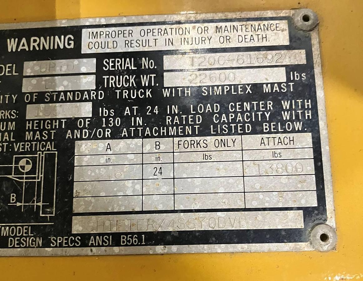 Used SO NICE!!! 2003 CAT DP70 = 15,500 Lbs. Capacity