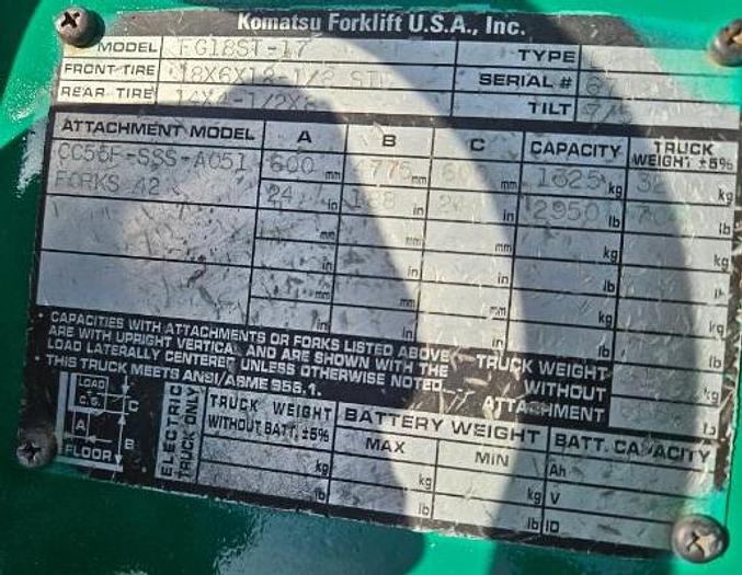 Refurbished Reconditioned: 2007 Komatsu FG15ST-17